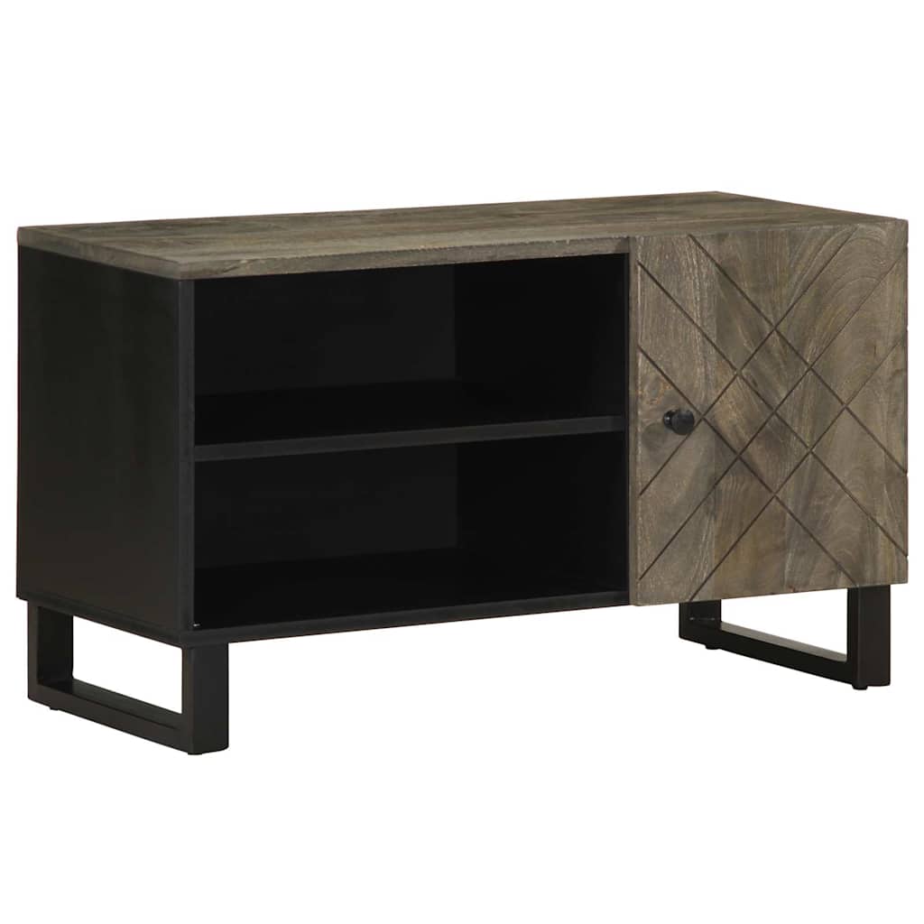 Tv Skříňka Černá 80 X 33 X 46 Cm Masivní Mangovníkové Dřevo