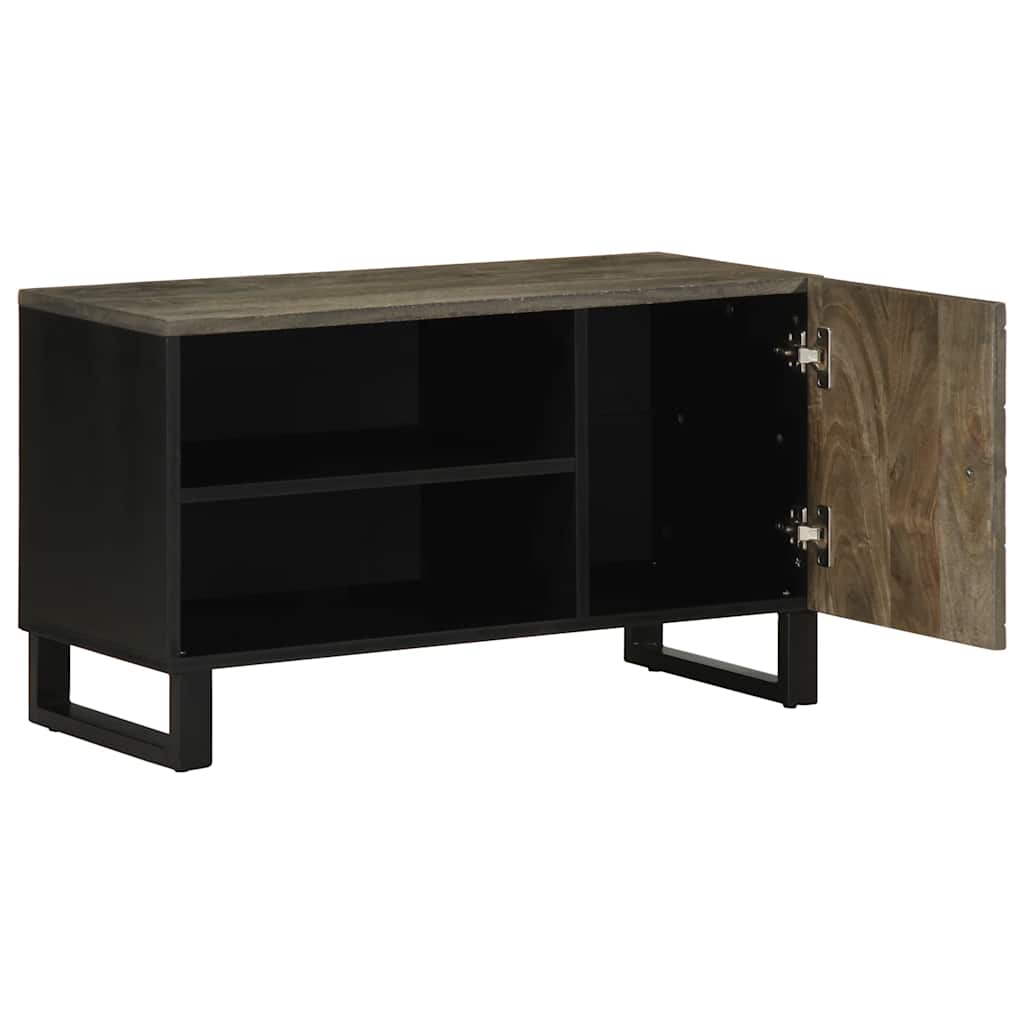 Tv Skříňka Černá 80 X 33 X 46 Cm Masivní Mangovníkové Dřevo