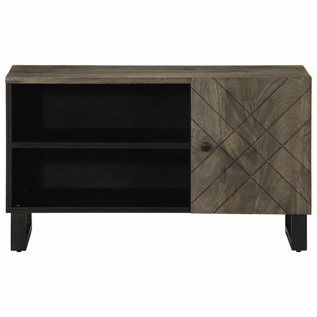 Tv Skříňka Černá 80 X 33 X 46 Cm Masivní Mangovníkové Dřevo