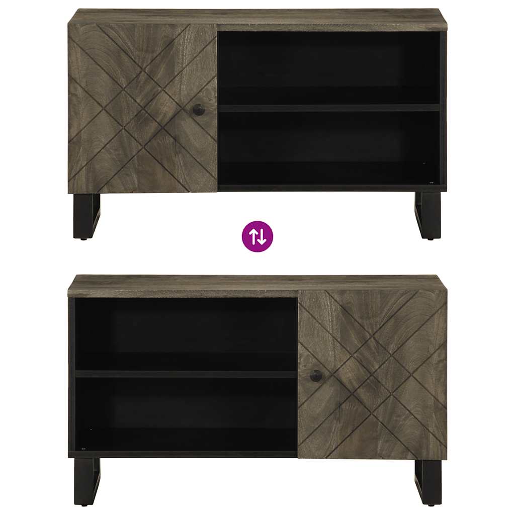 Tv Skříňka Černá 80 X 33 X 46 Cm Masivní Mangovníkové Dřevo