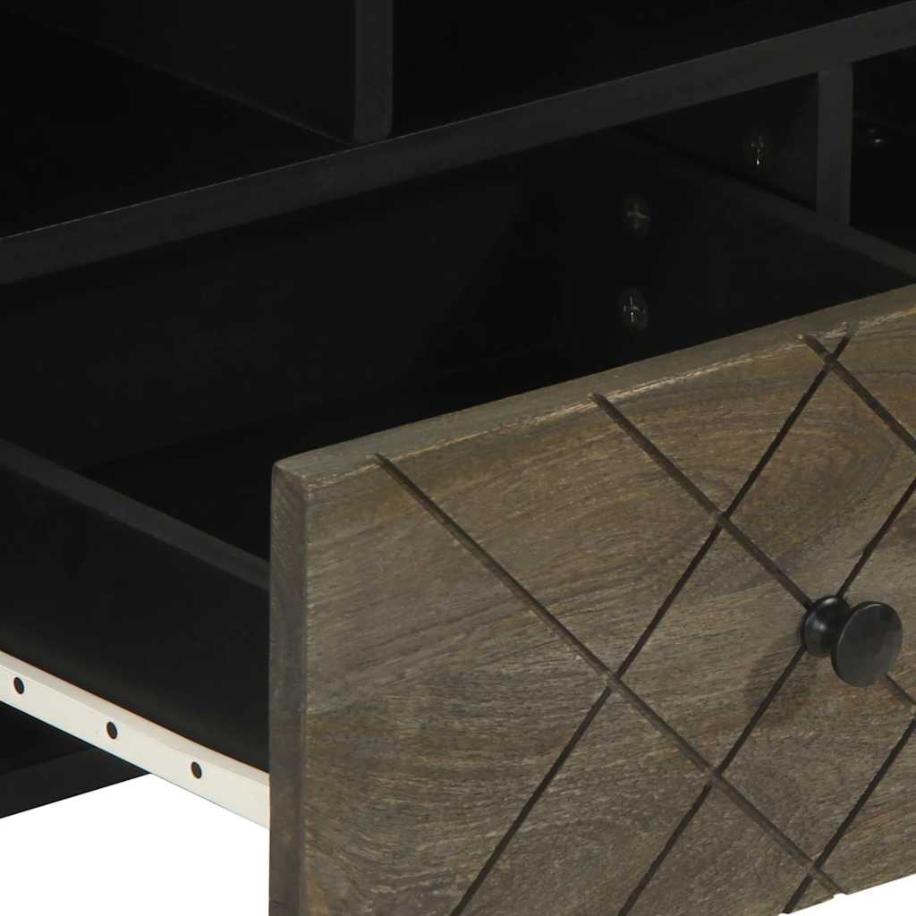 Tv Skříňka Černá 100 X 33 X 46 Cm Masivní Mangovníkové Dřevo