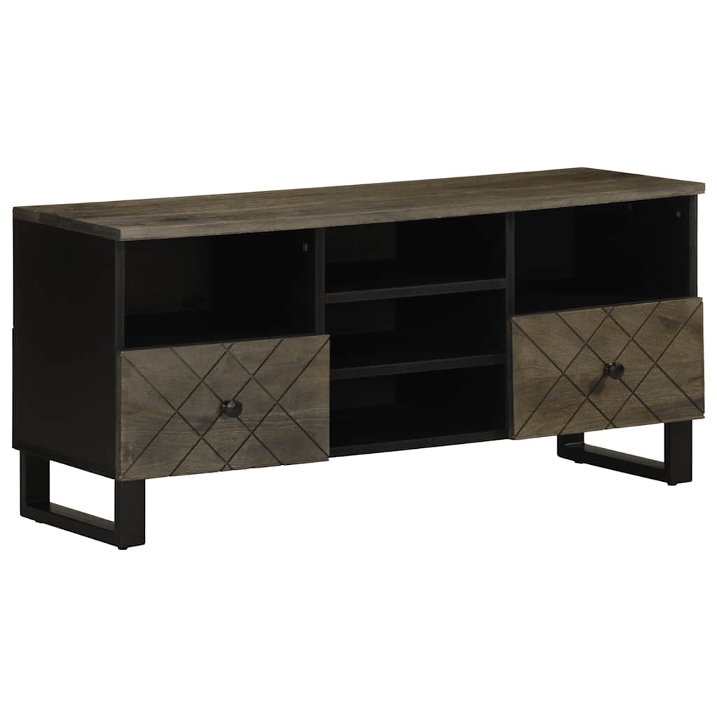 Tv Skříňka Černá 100 X 33 X 46 Cm Masivní Mangovníkové Dřevo