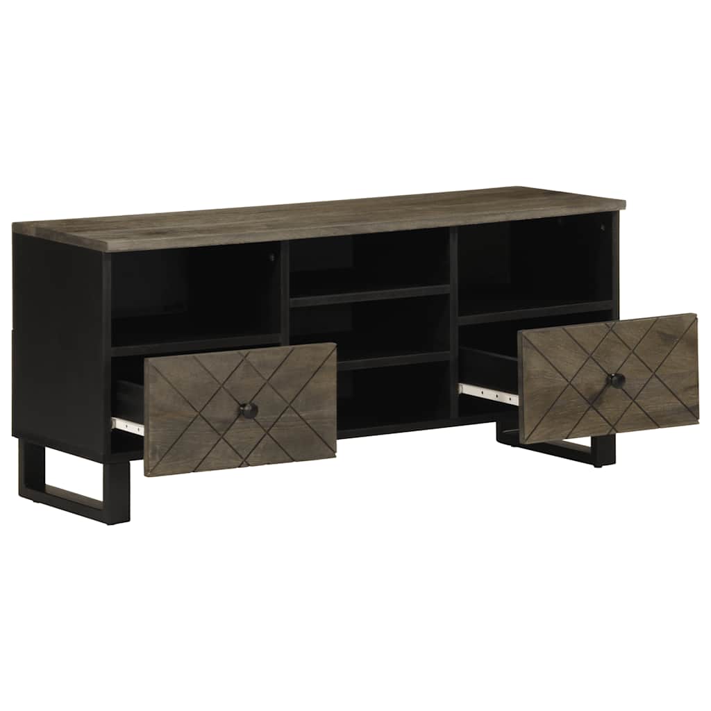 Tv Skříňka Černá 100 X 33 X 46 Cm Masivní Mangovníkové Dřevo