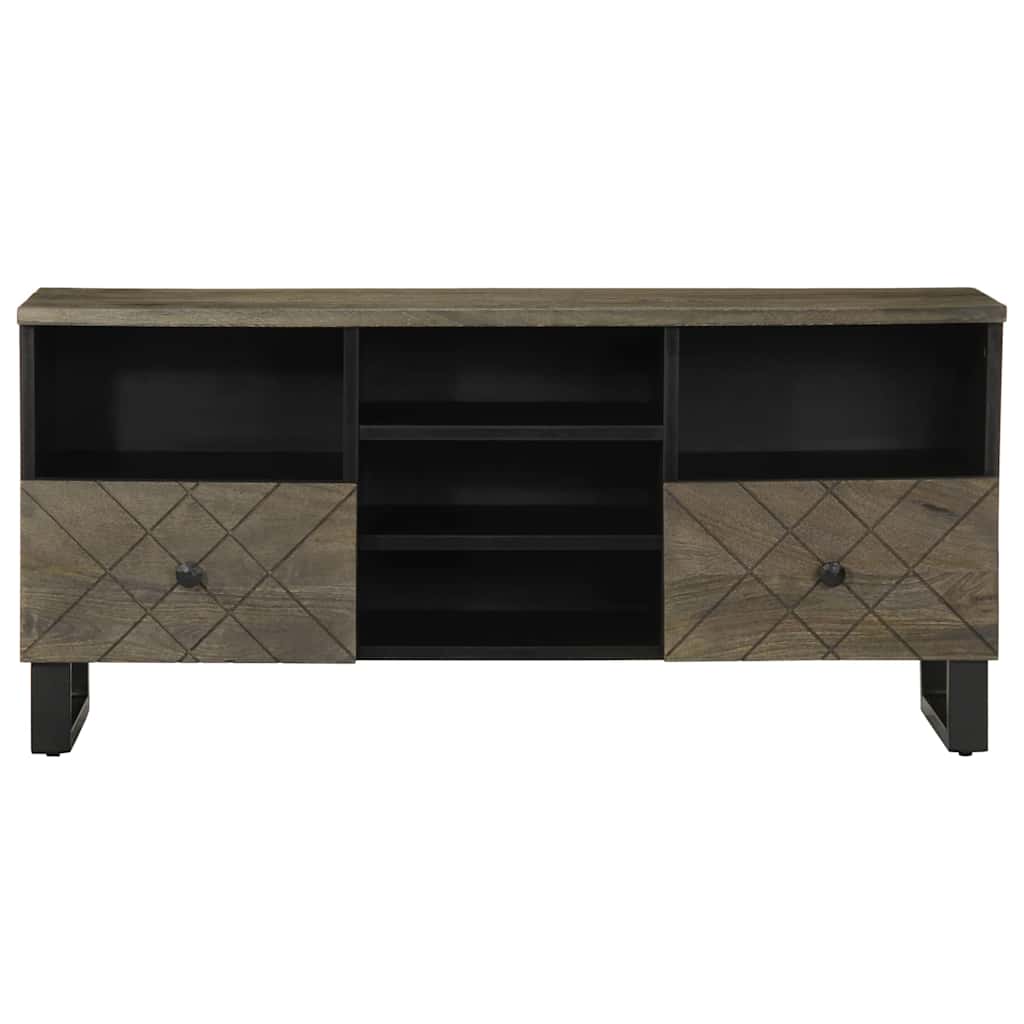 Tv Skříňka Černá 100 X 33 X 46 Cm Masivní Mangovníkové Dřevo