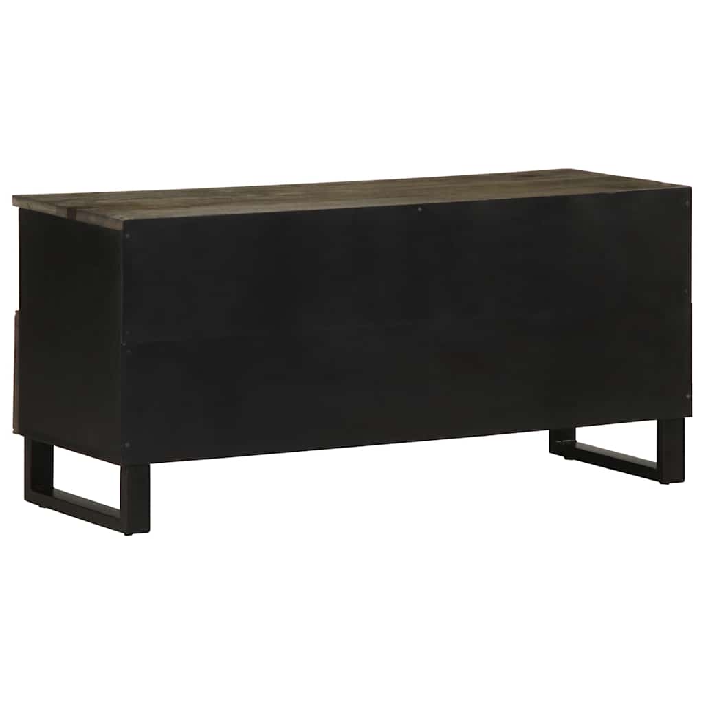 Tv Skříňka Černá 100 X 33 X 46 Cm Masivní Mangovníkové Dřevo