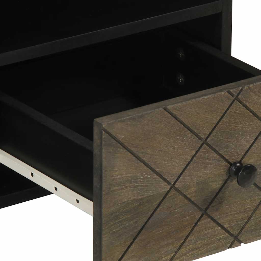 Tv Skříňka Černá 100 X 33 X 46 Cm Masivní Mangovníkové Dřevo