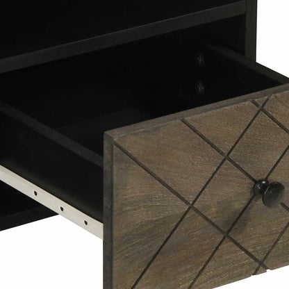 Tv Skříňka Černá 100 X 33 X 46 Cm Masivní Mangovníkové Dřevo