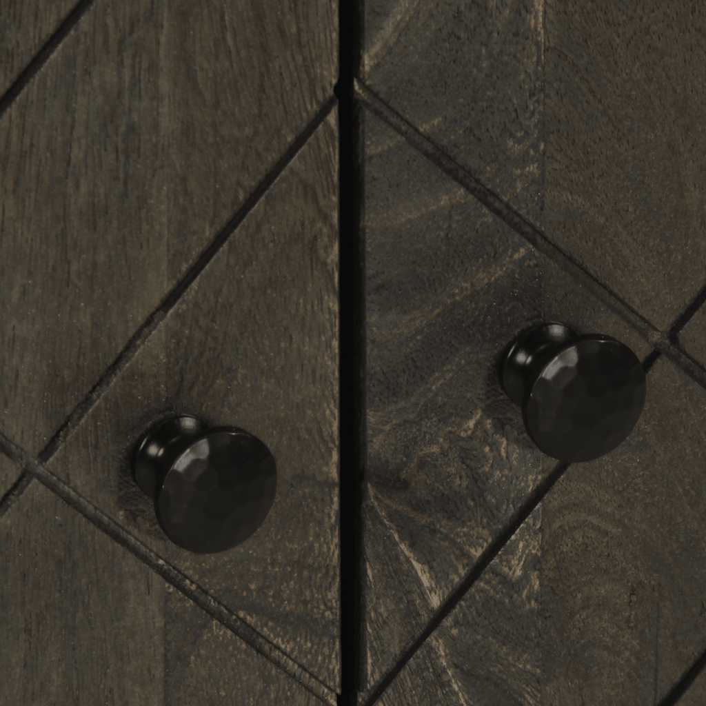 Příborník 60 X 33 X 75 Cm Černá Masivní Mangovníkové Dřevo