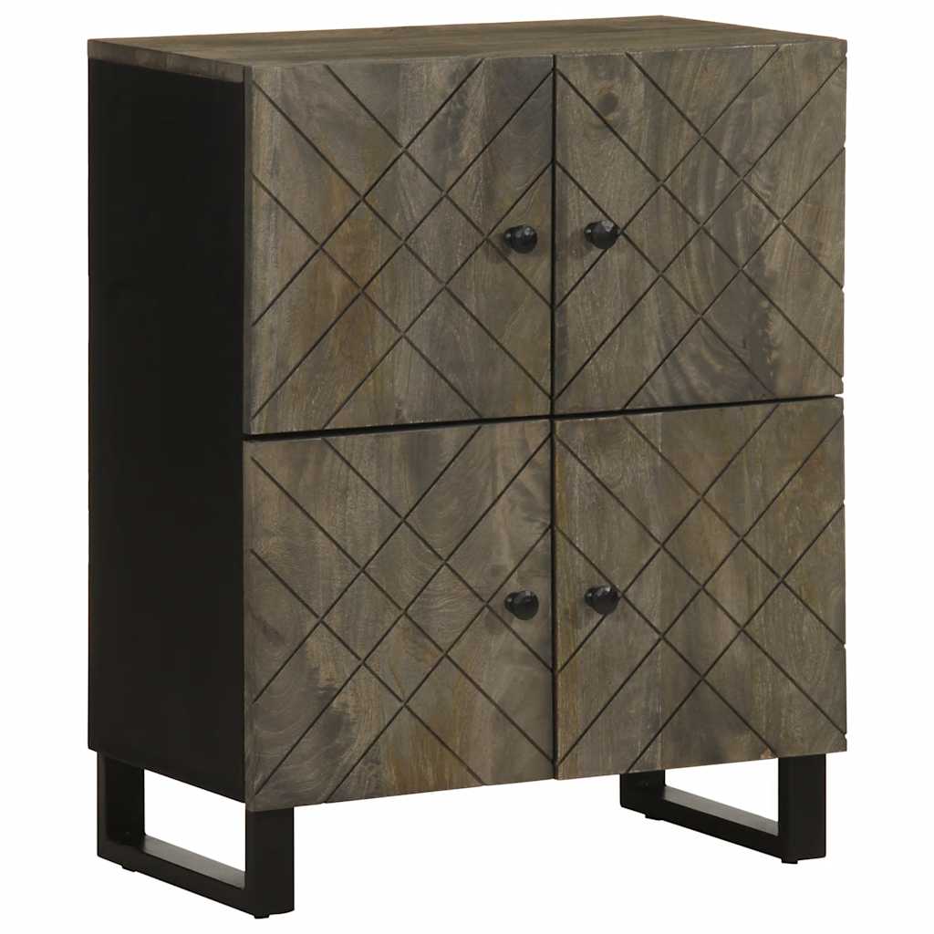 Příborník 60 X 33 X 75 Cm Černá Masivní Mangovníkové Dřevo