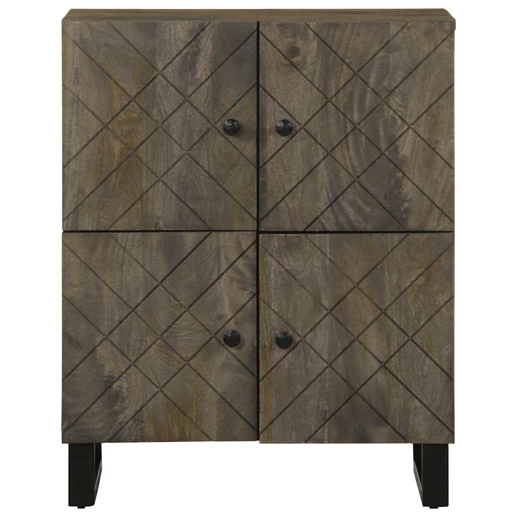 Příborník 60 X 33 X 75 Cm Černá Masivní Mangovníkové Dřevo