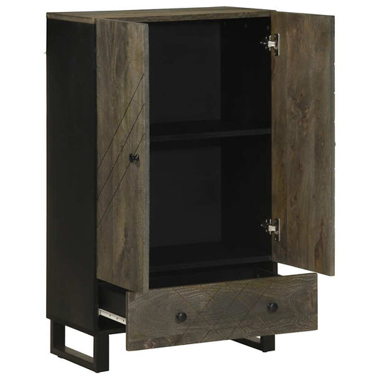 Skříň Highboard Černá 60X33X100 Cm Masivní Mangovníkové Dřevo