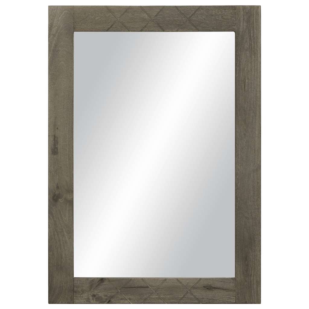 Koupelnové Zrcadlo Šedá 50X3X70 Cm Masivní Mangovníkové Dřevo Tmavě Zelená