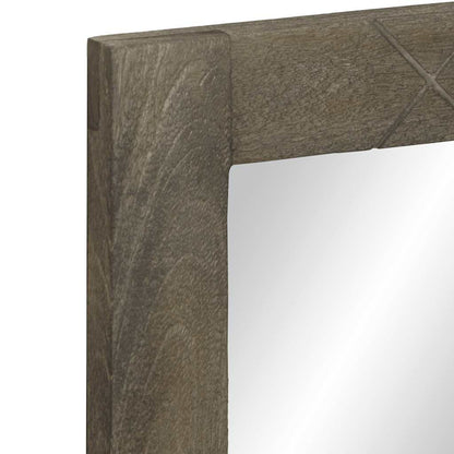 Koupelnové Zrcadlo Šedá 50X3X70 Cm Masivní Mangovníkové Dřevo Tmavě Zelená