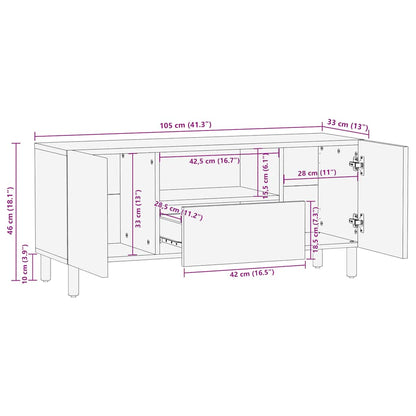 Tv Skříňka Hnědý 105X33X46 Cm Masivní Mangovníkové Dřevo