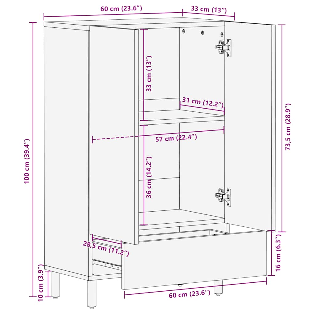 Skříň Highboard Hnědý 60X33X100 Cm