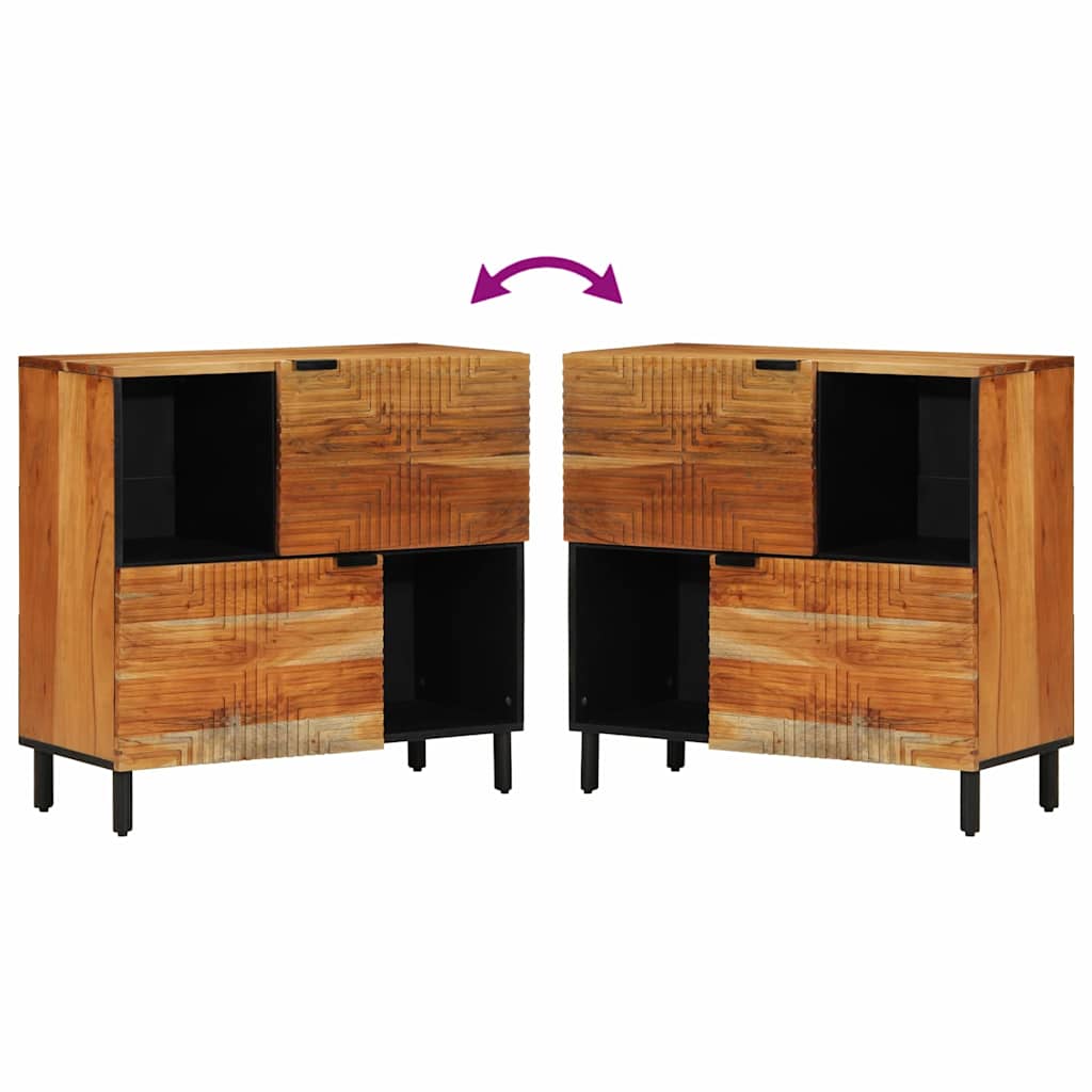 Servírovací Skříň Hnědá 80 X 33 X 75 Cm Masivní Mangové Dřevo