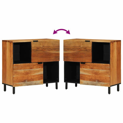 Servírovací Skříň Hnědá 80 X 33 X 75 Cm Masivní Mangové Dřevo