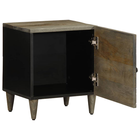 Noční Stolek Světle Šedá 40X33X46 Cm Masivní Mangovníkové Dřevo