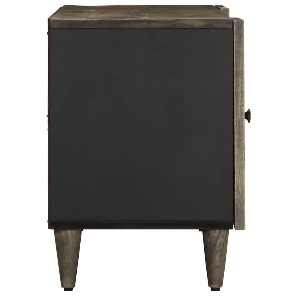 Tv Skříňka Světle Šedá 105X33,5X46Cm Masivní Mangovníkové Dřevo Bílá S Vysokým Leskem