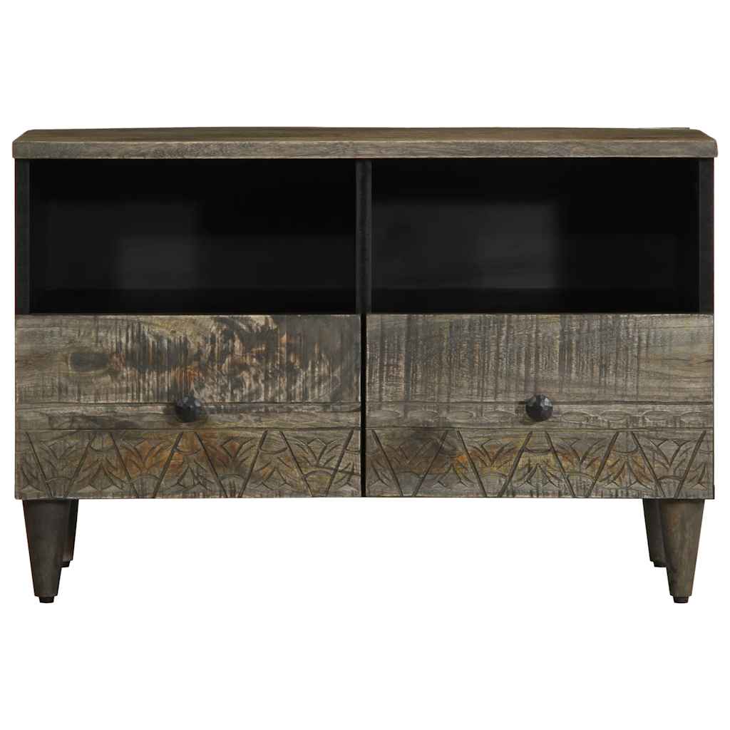 Tv Skříňka Světle Šedá 70X33,5X46 Cm Masivní Mangovníkové Dřevo Hnědá