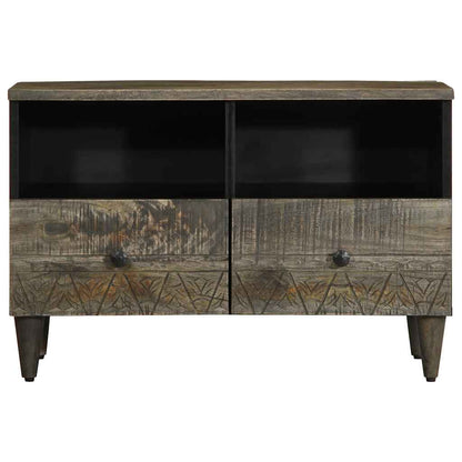 Tv Skříňka Světle Šedá 70X33,5X46 Cm Masivní Mangovníkové Dřevo Hnědá