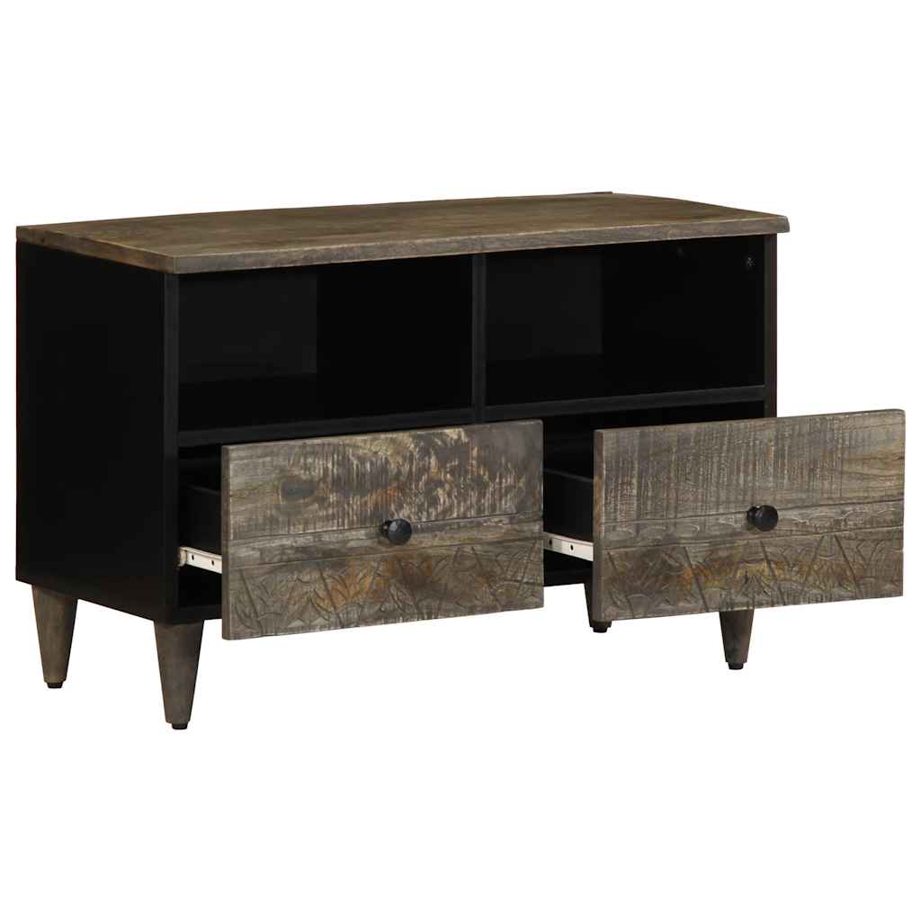 Tv Skříňka Světle Šedá 70X33,5X46 Cm Masivní Mangovníkové Dřevo Hnědá