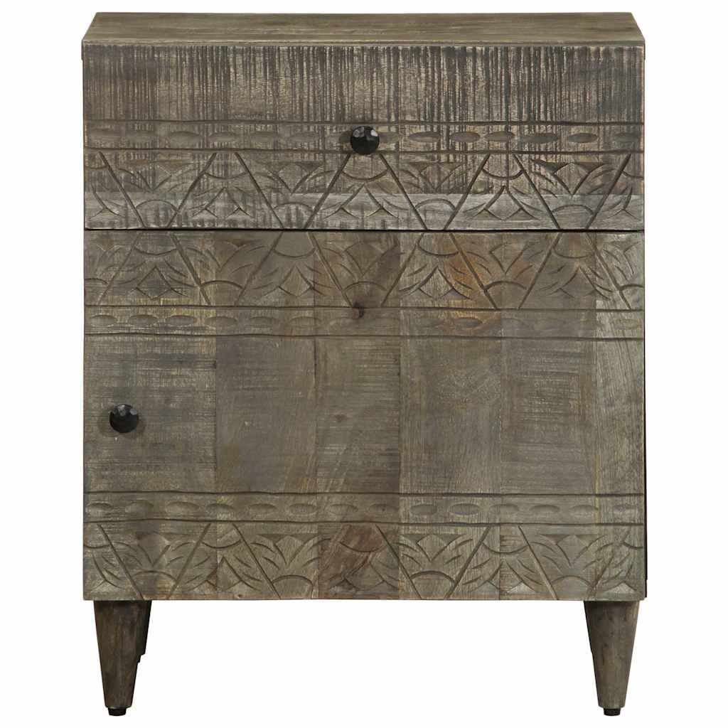 Noční Stolek Světle Šedá 50X33X60 Cm Masivní Mangovníkové Dřevo Dub Artisan