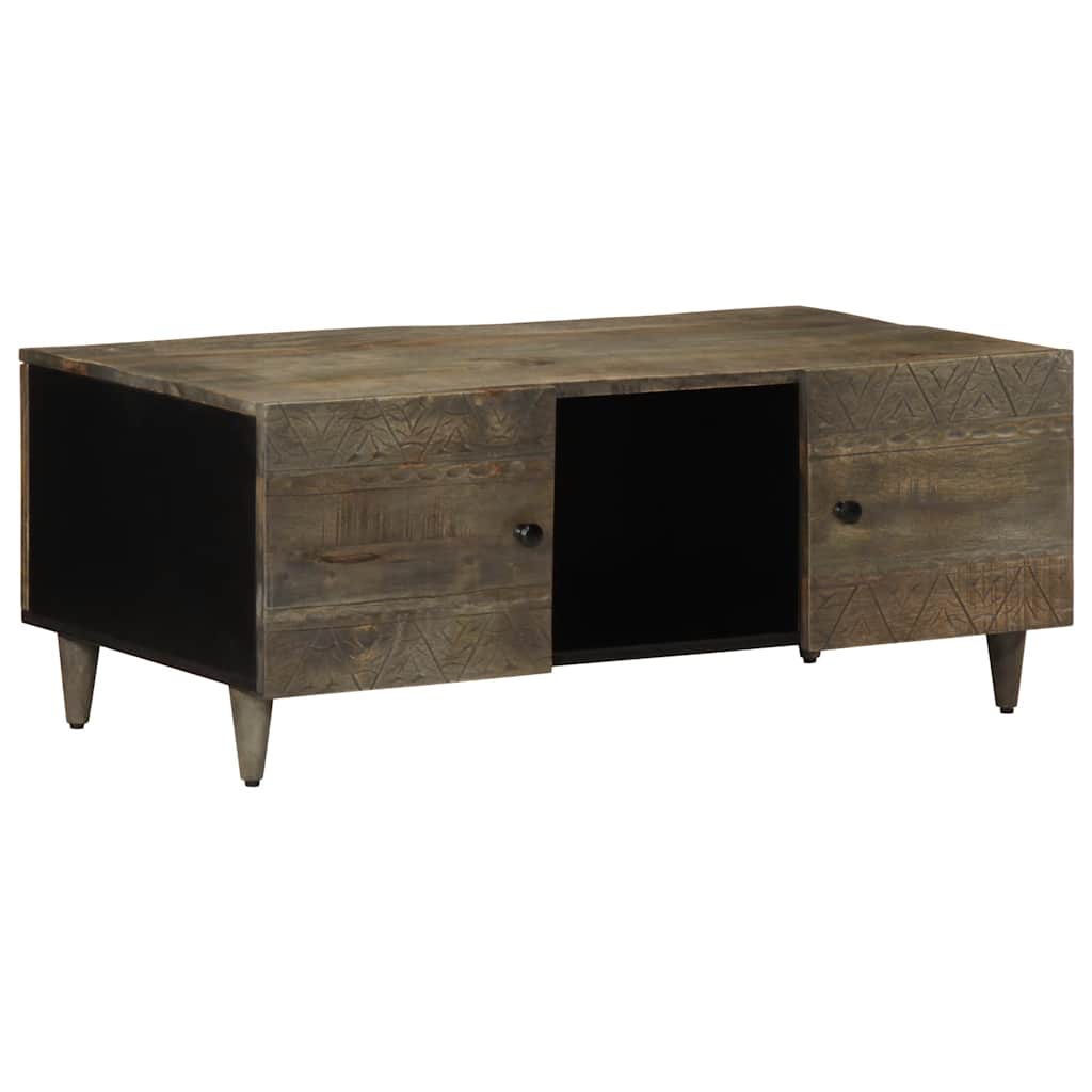 Coffee Table Světle Šedá 100X54X40Cm Masivní Mangovníkové Dřevo Modrá