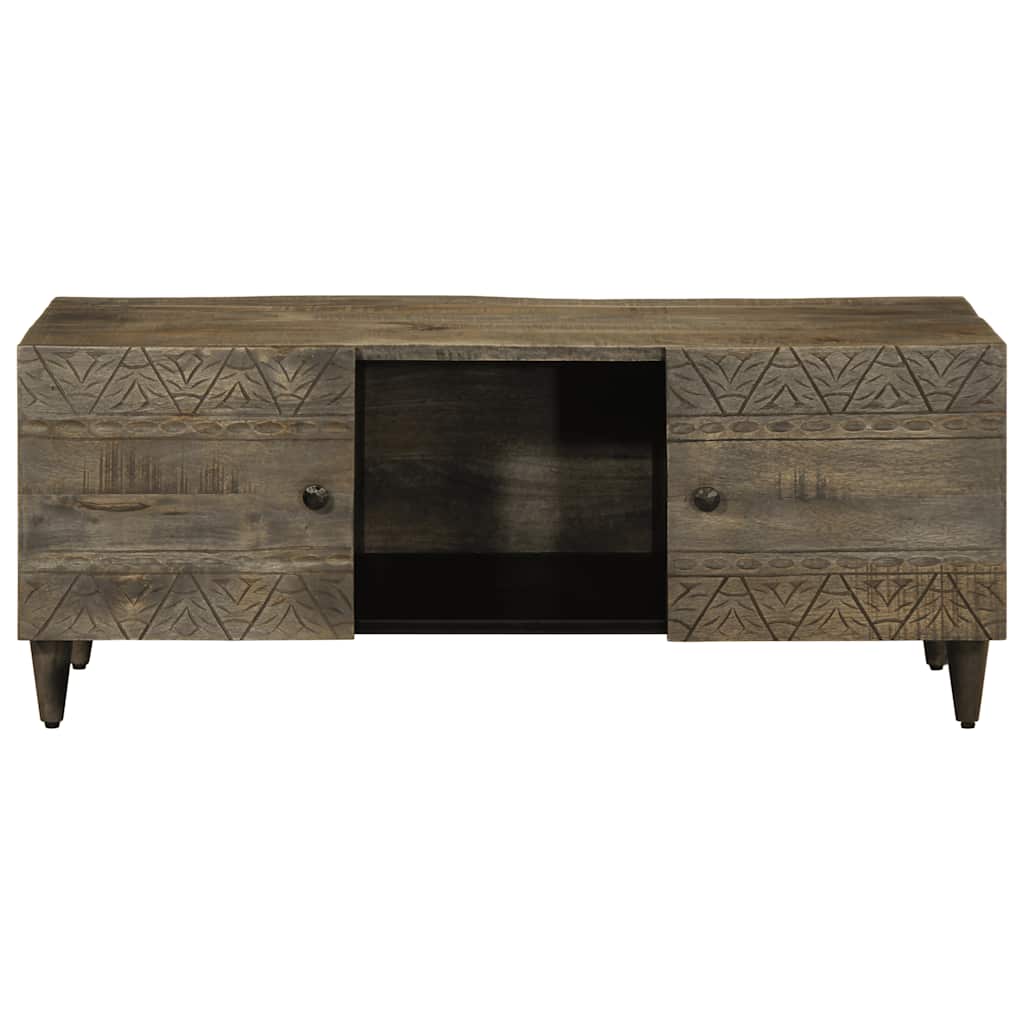 Coffee Table Světle Šedá 100X54X40Cm Masivní Mangovníkové Dřevo Modrá