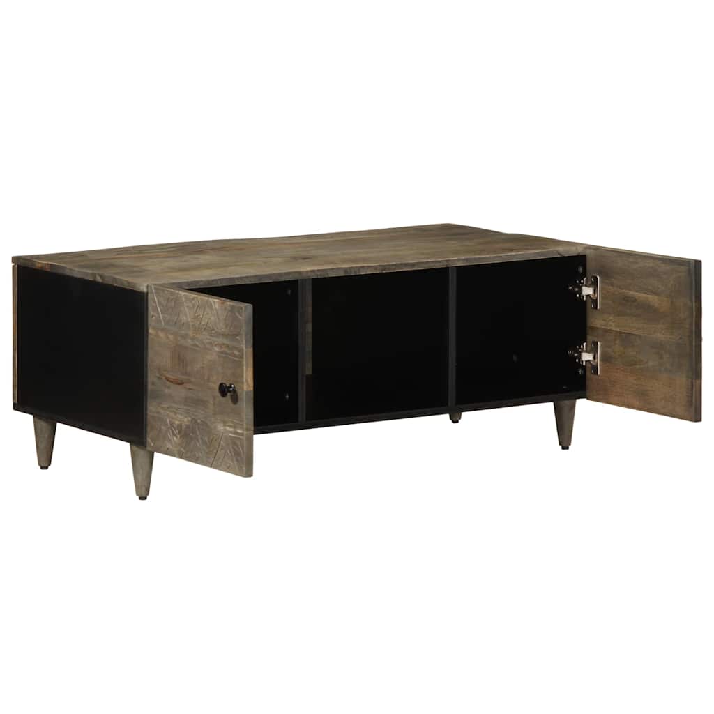 Coffee Table Světle Šedá 100X54X40Cm Masivní Mangovníkové Dřevo Modrá