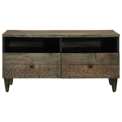 Coffee Table Světle Šedá 80X54X40 Cm Masivní Mangovníkové Dřevo Bílá