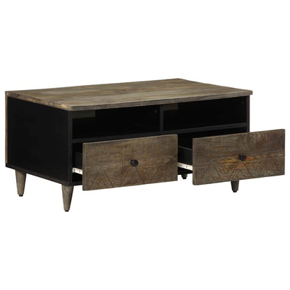 Coffee Table Světle Šedá 80X54X40 Cm Masivní Mangovníkové Dřevo Bílá