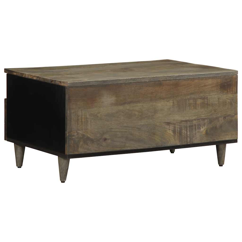 Coffee Table Světle Šedá 80X54X40 Cm Masivní Mangovníkové Dřevo Bílá