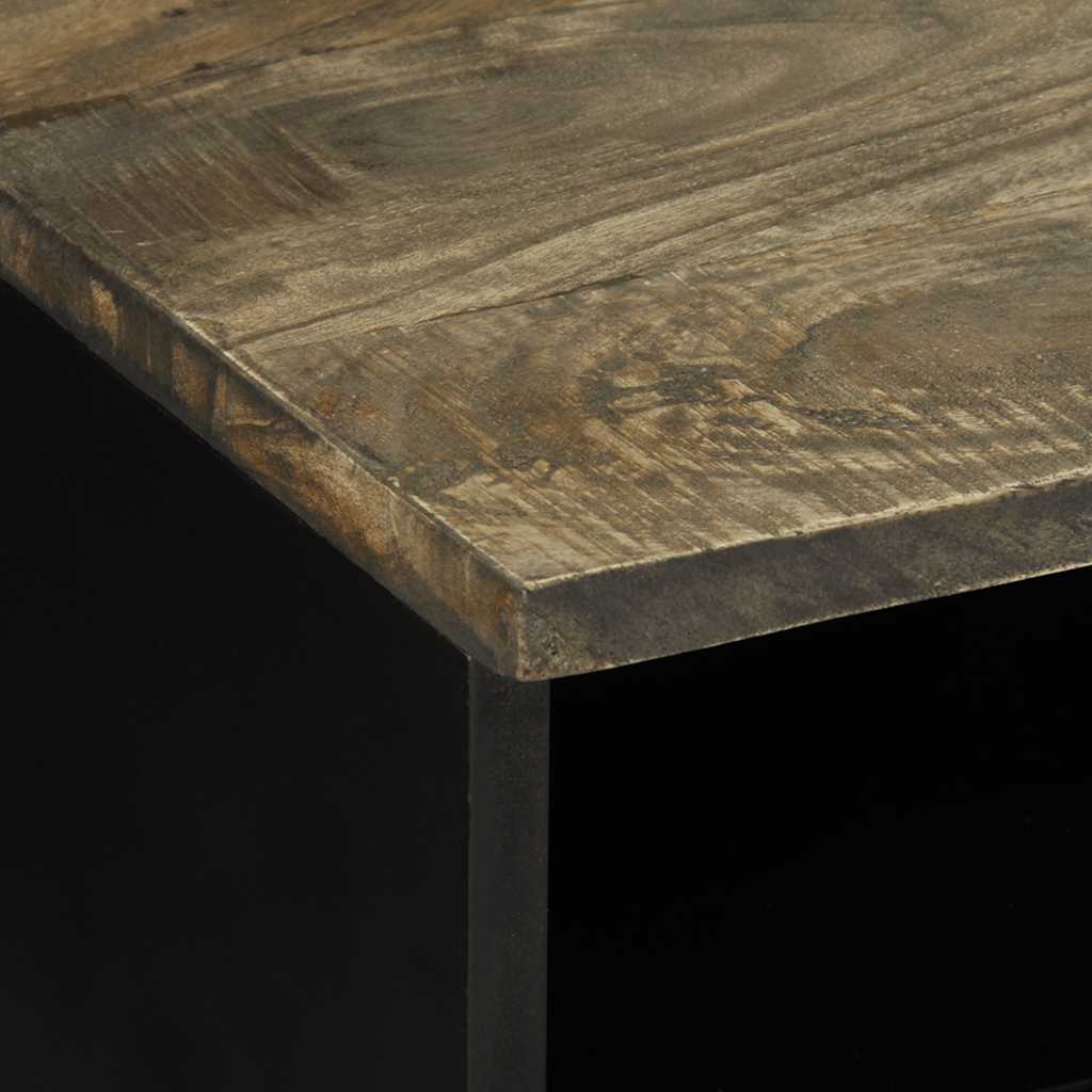 Coffee Table Světle Šedá 80X54X40 Cm Masivní Mangovníkové Dřevo Bílá