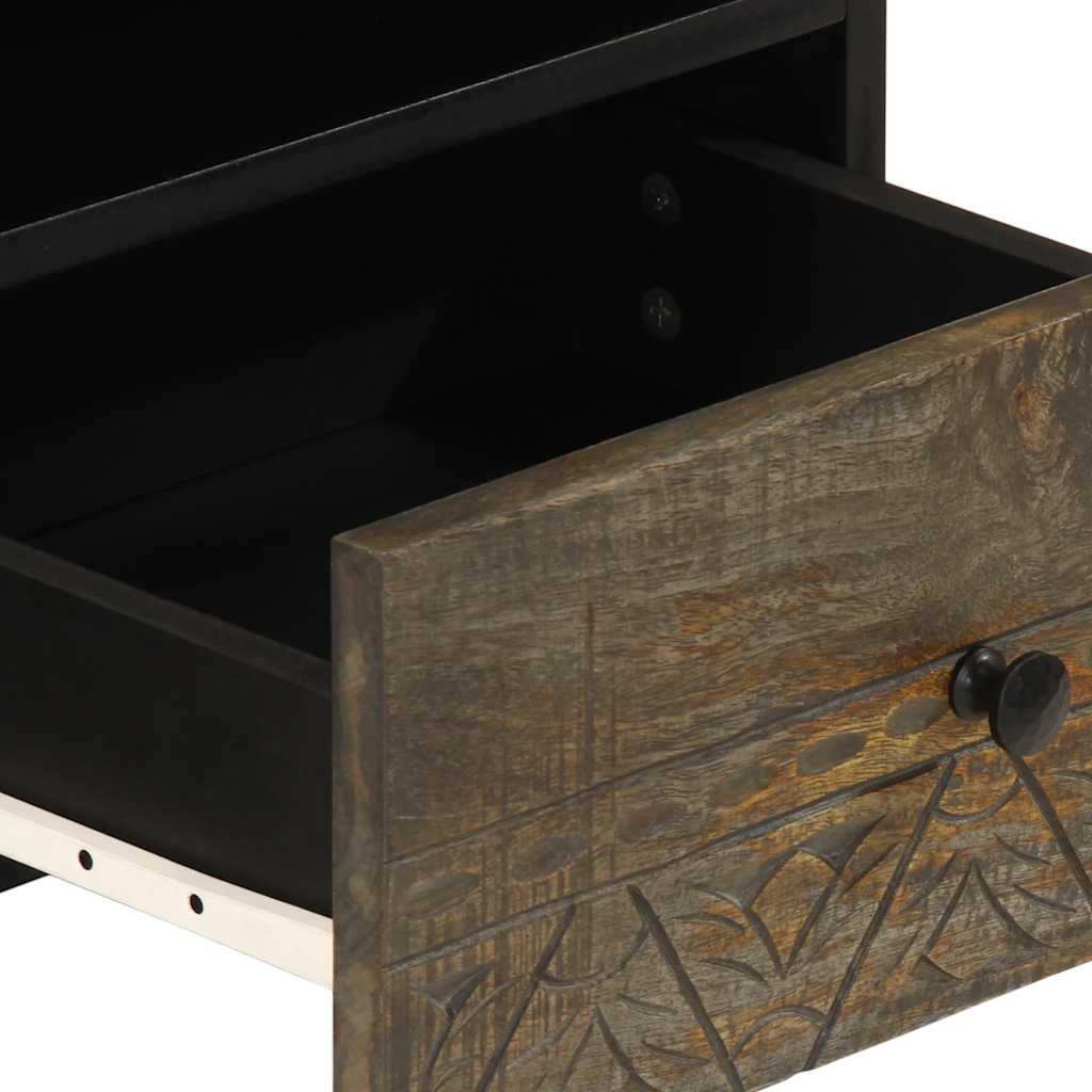 Coffee Table Světle Šedá 80X54X40 Cm Masivní Mangovníkové Dřevo Bílá
