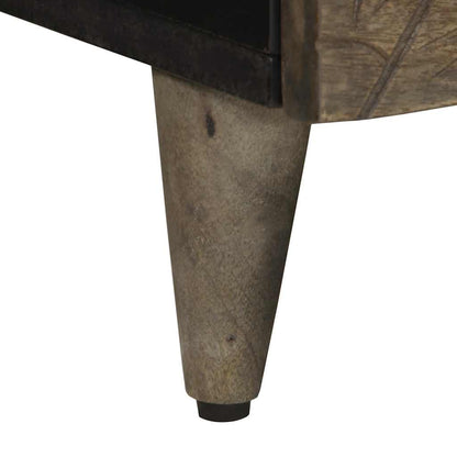 Coffee Table Světle Šedá 80X54X40 Cm Masivní Mangovníkové Dřevo Bílá