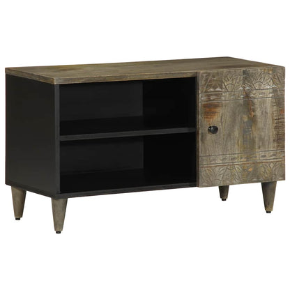 Tv Cabinet Světle Šedá 80X31,5X46 Cm Masivní Mangovníkové Dřevo Modrá