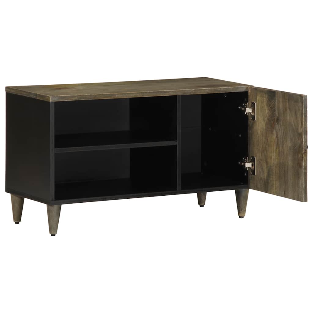 Tv Cabinet Světle Šedá 80X31,5X46 Cm Masivní Mangovníkové Dřevo Modrá