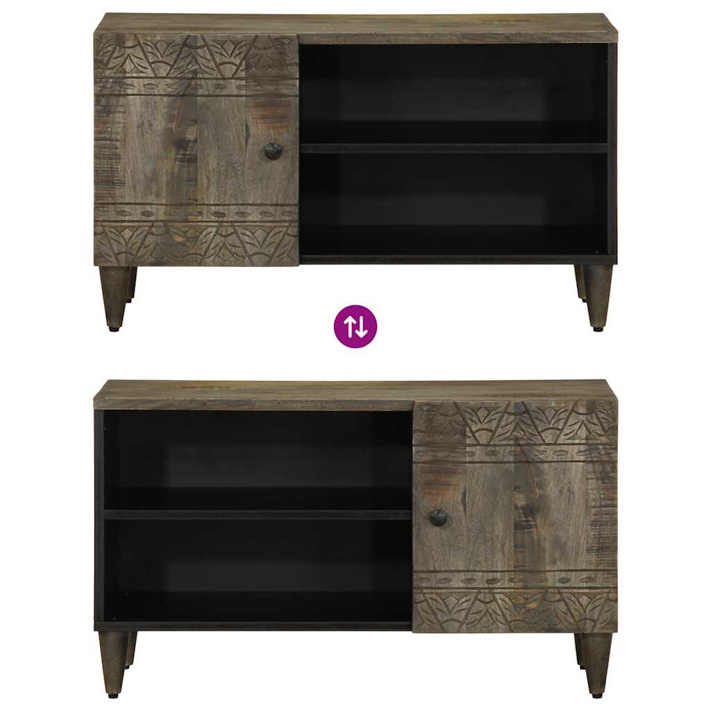 Tv Cabinet Světle Šedá 80X31,5X46 Cm Masivní Mangovníkové Dřevo Modrá