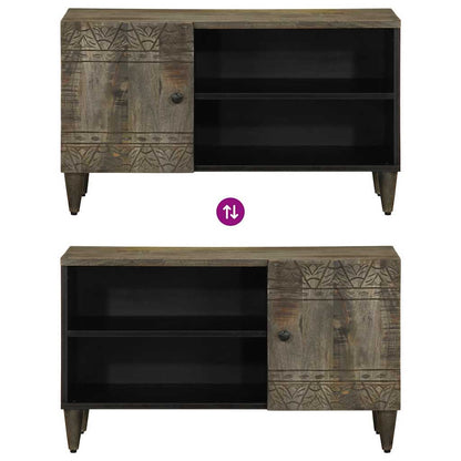 Tv Cabinet Světle Šedá 80X31,5X46 Cm Masivní Mangovníkové Dřevo Modrá