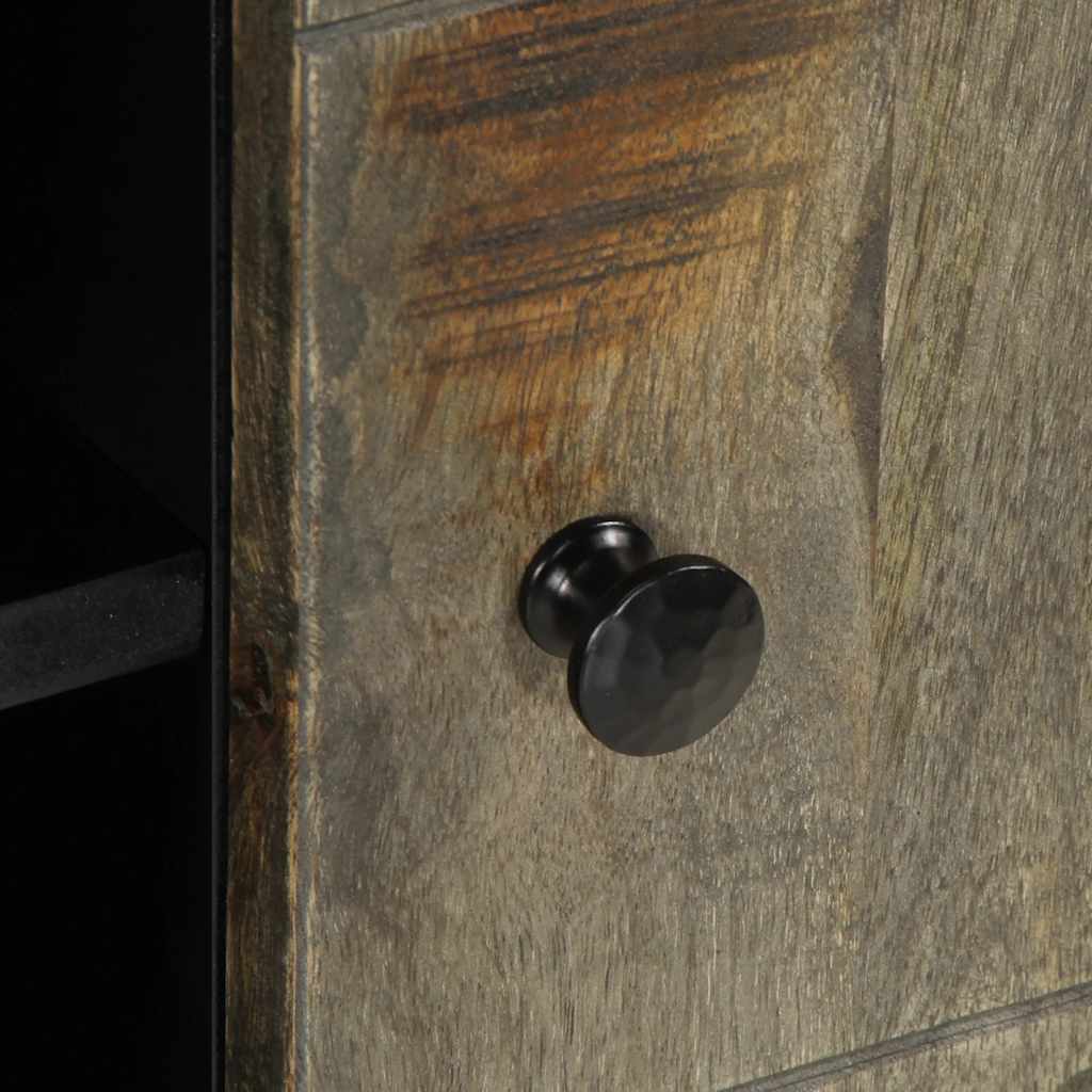 Tv Cabinet Světle Šedá 80X31,5X46 Cm Masivní Mangovníkové Dřevo Modrá