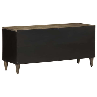 Tv Skříňka Černá 100 X 33 X 46 Cm Masivní Mangovníkové Dřevo Nerezová Ocel / Šedý
