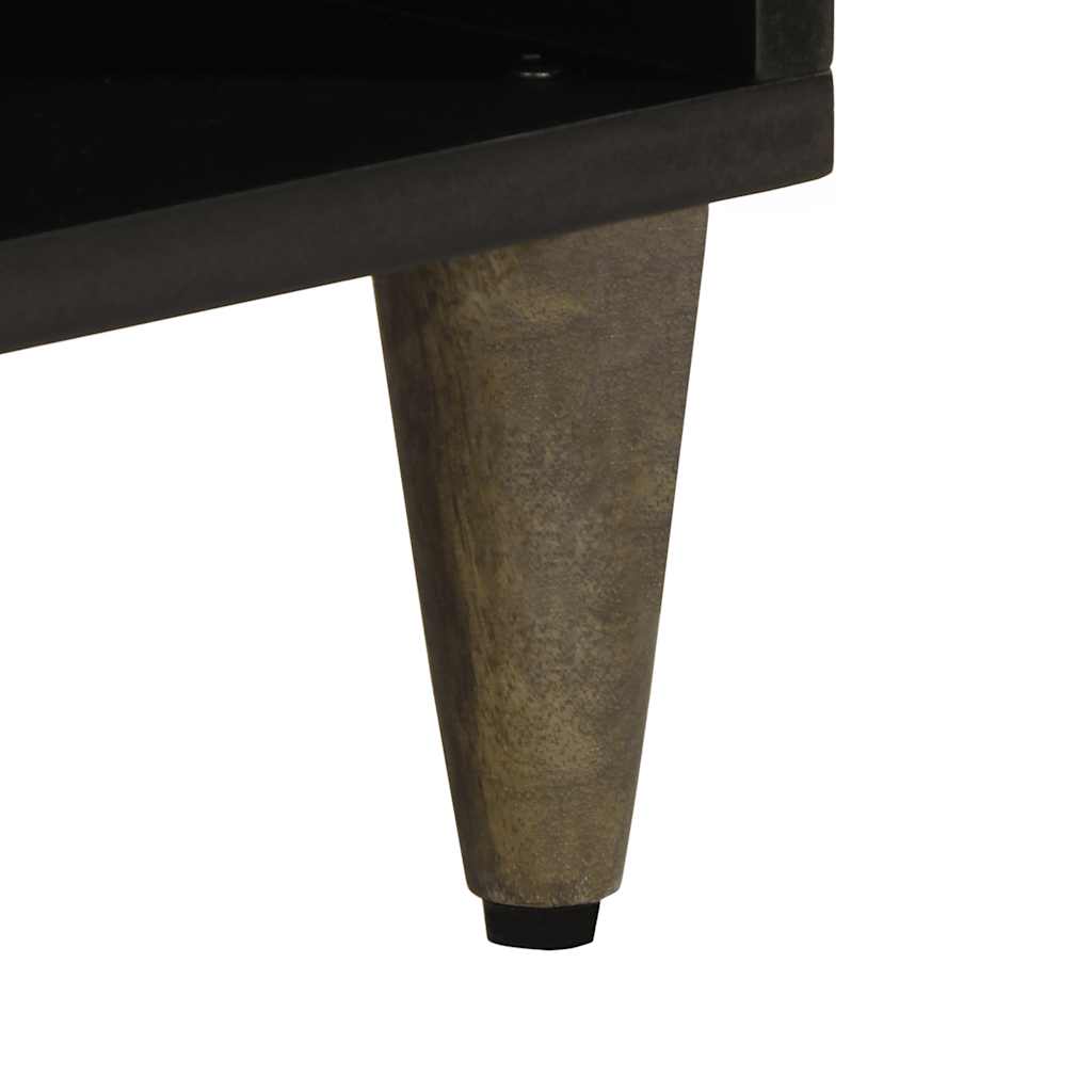 Tv Skříňka Černá 100 X 33 X 46 Cm Masivní Mangovníkové Dřevo Nerezová Ocel / Šedý