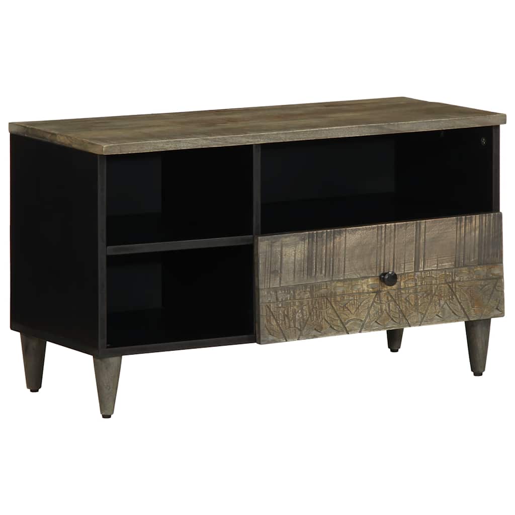Tv Skříňka Černá 80 X 33 X 46 Cm Masivní Mangovníkové Dřevo