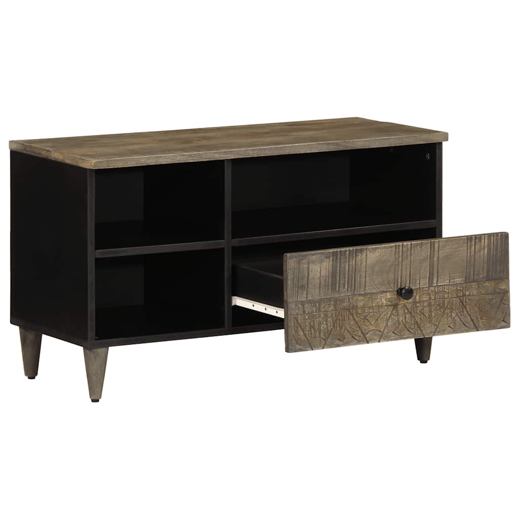 Tv Skříňka Černá 80 X 33 X 46 Cm Masivní Mangovníkové Dřevo