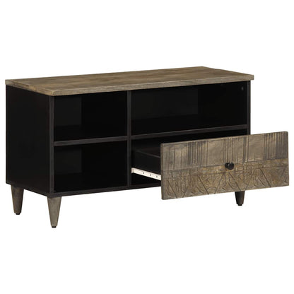 Tv Skříňka Černá 80 X 33 X 46 Cm Masivní Mangovníkové Dřevo