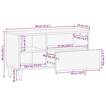 Tv Skříňka Černá 80 X 33 X 46 Cm Masivní Mangovníkové Dřevo