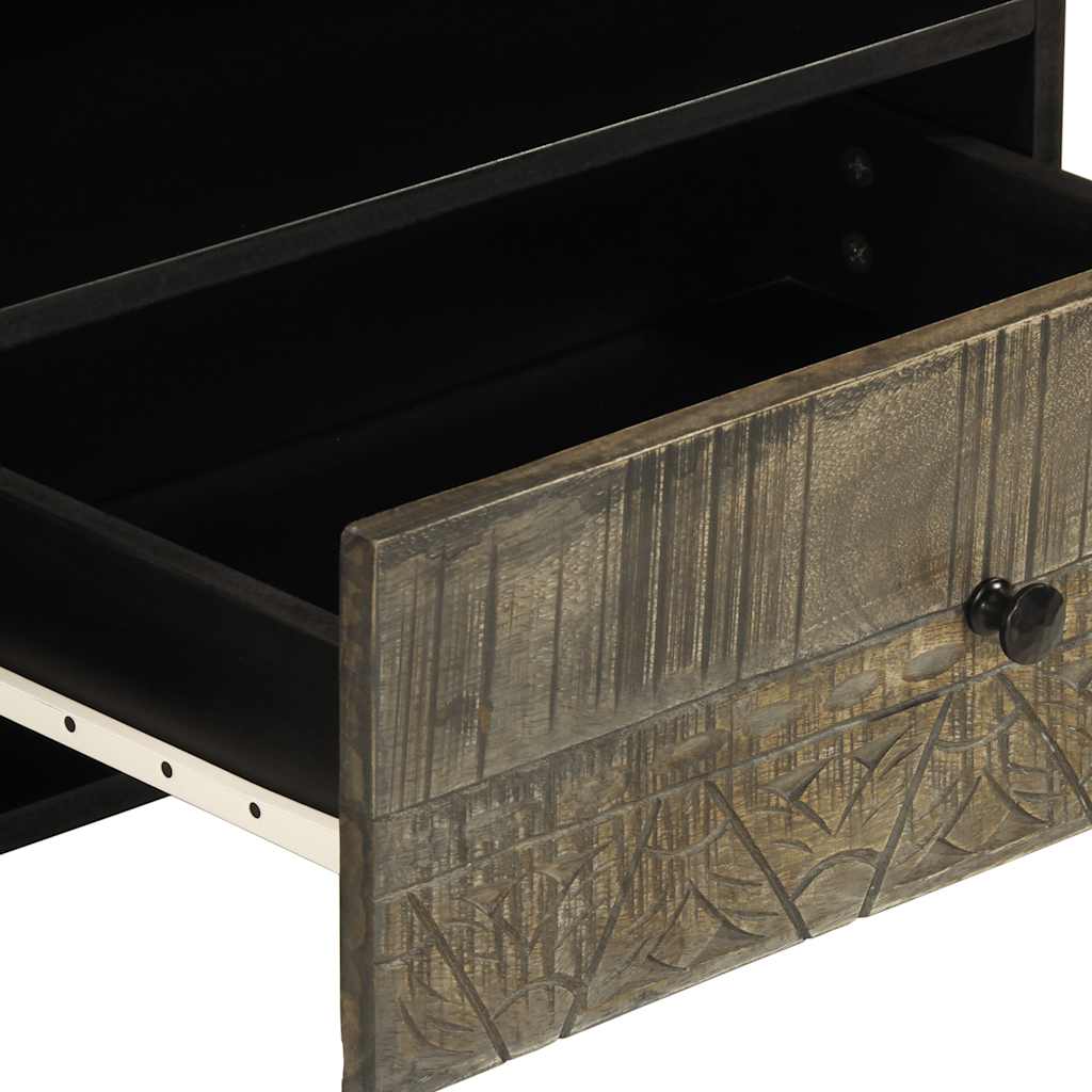 Tv Skříňka Černá 80 X 33 X 46 Cm Masivní Mangovníkové Dřevo