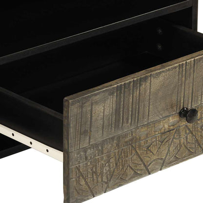 Tv Skříňka Černá 80 X 33 X 46 Cm Masivní Mangovníkové Dřevo