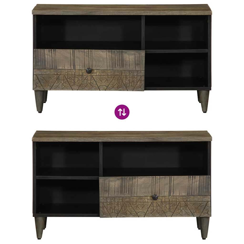 Tv Skříňka Černá 80 X 33 X 46 Cm Masivní Mangovníkové Dřevo